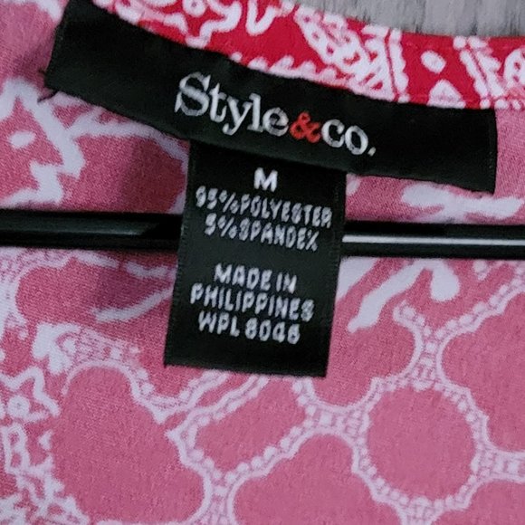 Style & Co. Red White Bandana Top Size Medium - Picture 12 of 16